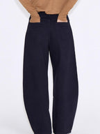 fano 100 Percent Cotton Casual Navy Natural Waist Womens Wide Leg Jeans