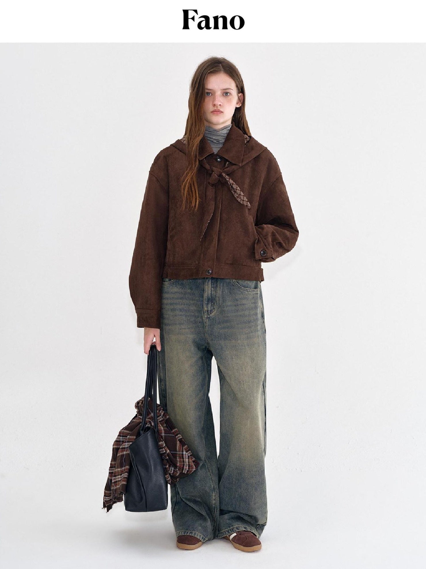 fano Breathable Cotton Distressed Natural Waist Loose Fit Blue Wide Leg Jeans