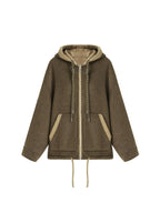 unspoken Premium Sheepswool Minimal Commuter Loose Fit Hooded Zip For Women Wool Coats