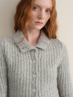 someonesometimes Soft Wool Cotton Blend Slim Fit Side Slit Cropped Button Crewneck Womens Cardigans