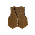 ikyou_Versatile_Cropped_V-neck_Distressed_3D_Short_Button_Women_Brown_Vests_MISSTT