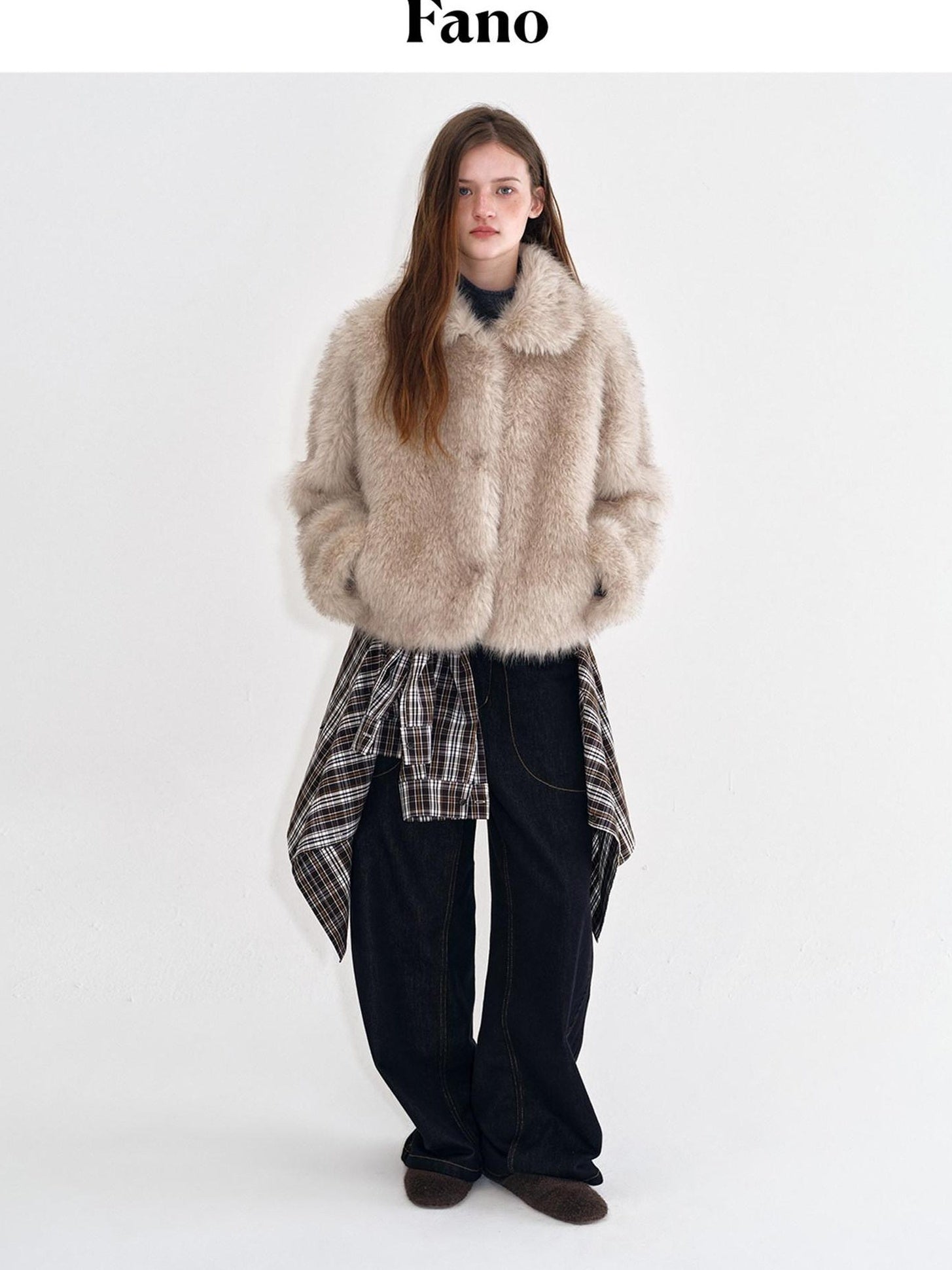 fano Cozy Milk Coffee Lapel Casual Loose Fit Womens Everyday Outerwear Short Coat