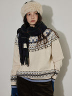 Lofi choose Cozy Heavyweight Office Relaxed Fit Long Sleeve Cream Pullover Sweaters