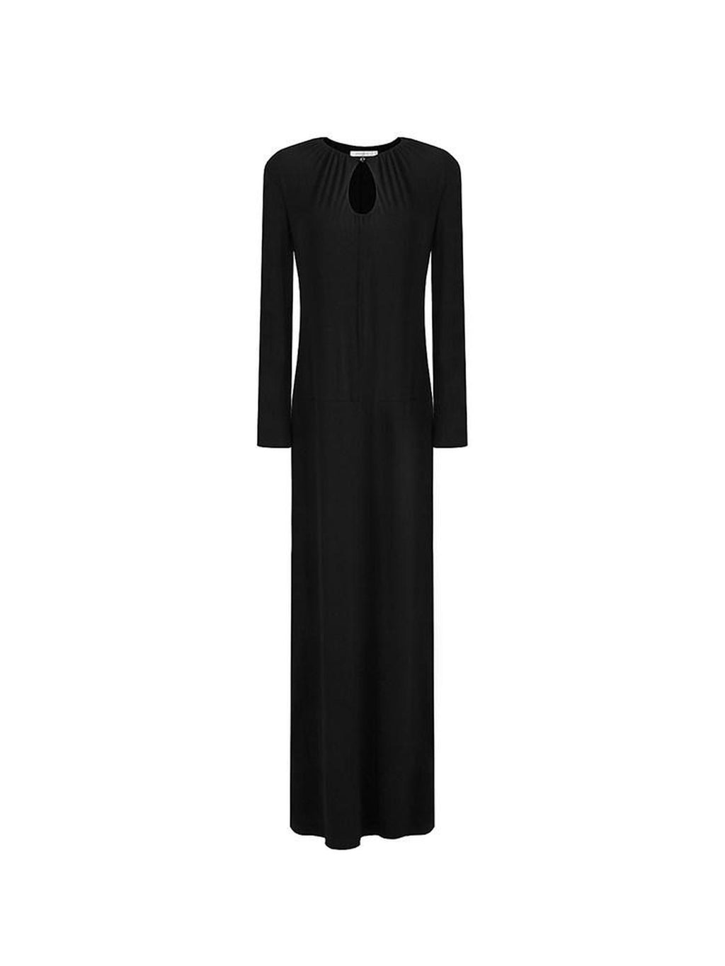 unspoken Waist Cinch Commuter Long Sleeve Drop Neck Black Womens Hline Maxi Dresses
