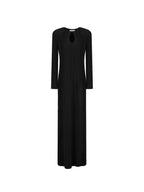 unspoken Waist Cinch Commuter Long Sleeve Drop Neck Black Womens Hline Maxi Dresses