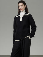 unspoken Thermal Acrylic Blend Loose Fit Pullover Commuter Black Knit Sweaters