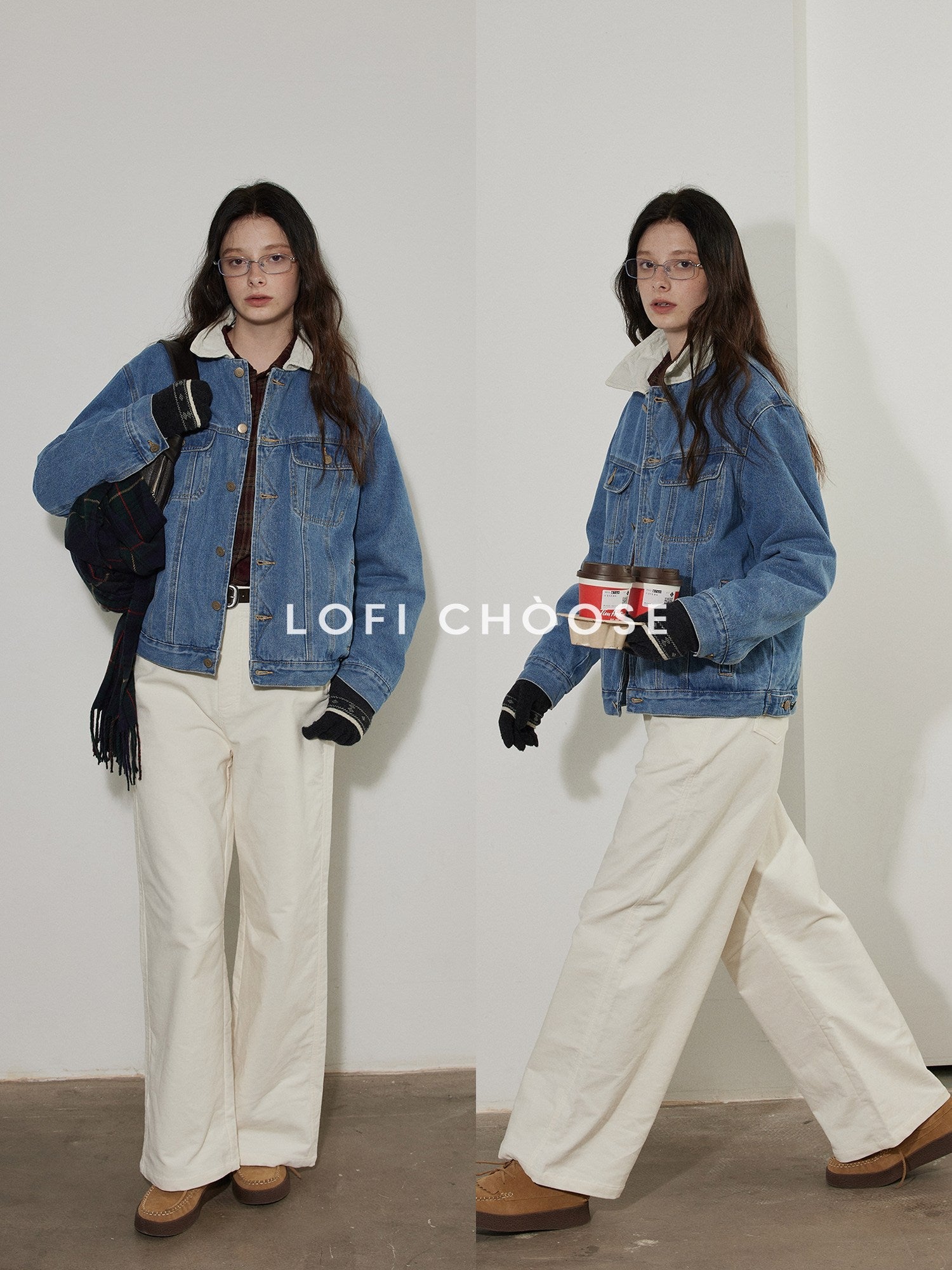 Lofi choose High Waist Casual Zipper Fly Cotton Blend Women Beige Brown Wide Leg Pants