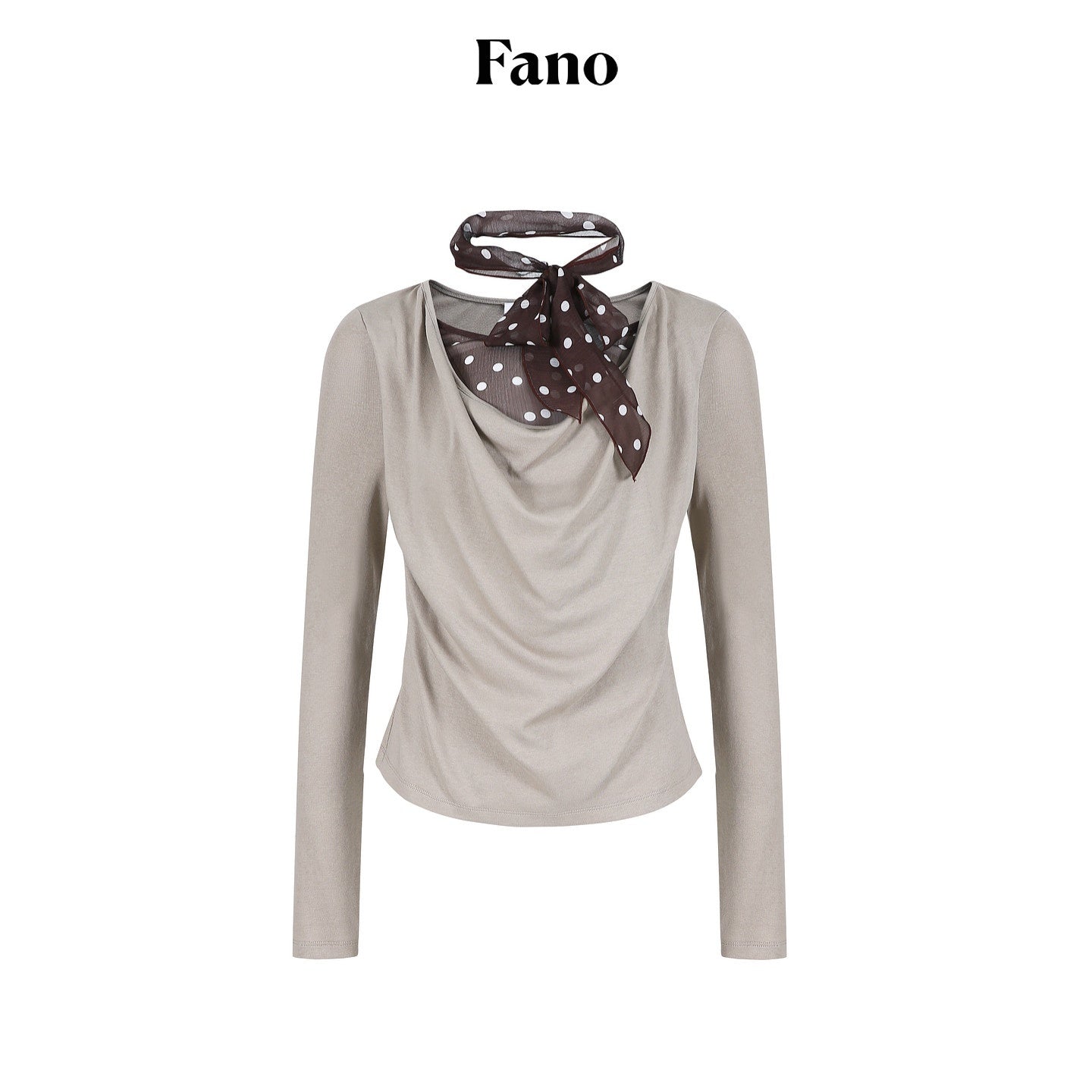 fano_Soft_Cotton_Lyocell_Polka_Dot_Mock_Neck_Layered_Look_Long_Sleeve_T-Shirts_MISSTT