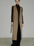 unspoken Pure Sheep Wool Long V-neck Straight Cut With Pockets Commuter Wool Coats