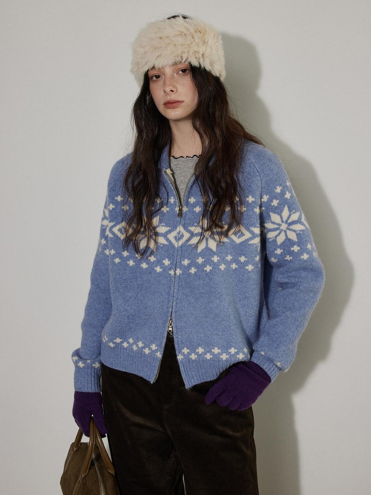 Lofi choose Cozy Thick Vintage Loose Zipper Women Acrylic Wool Cardigans