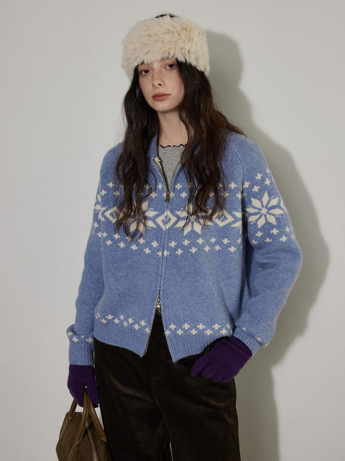 Lofi choose Cozy Thick Vintage Loose Zipper Women Acrylic Wool Cardigans