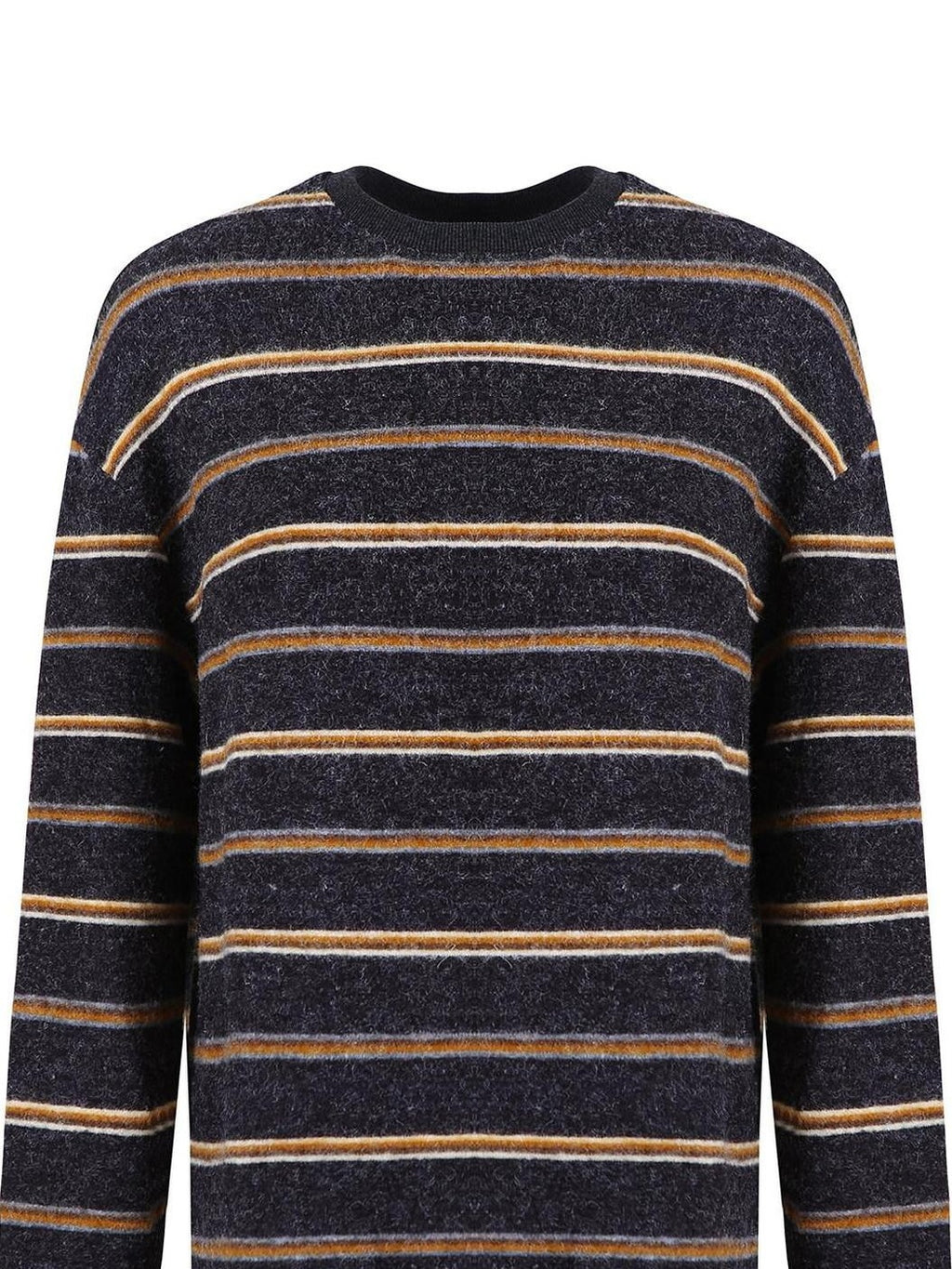 fano Acrylic Knit Striped Crew Neck Oversized Casual Women Long Sleeve T-Shirts