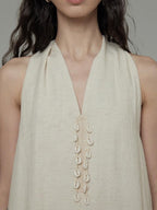 unspoken Soft Tencel Blend Minimal Halter Vneck Aline Relaxed Waist Maxi Dresses
