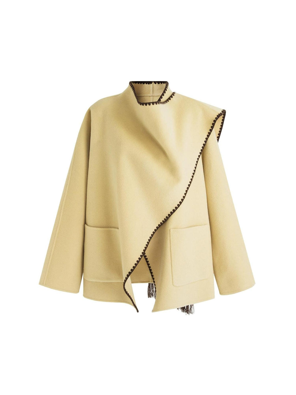 unspoken 100 Percent Wool Lightweight Minimal Commuter Loose Women Pale Yellow Wool Coats