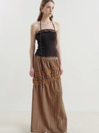 someone sometimes Ruffle Trim Backless Slim Fit Versatile Viscose Nylon Tank Camisoles