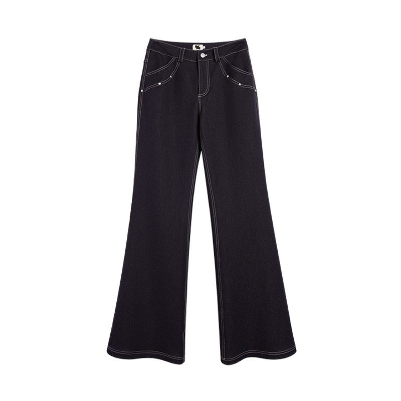 someone_sometimes_Stretch_Minimal_Natural_Waist_Topstitch_Detail_Women_Midnight_Blue_Flared_Jeans_MISSTT