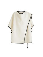 unspoken Premium Sheep Wool Blend 3D Tailored Loose Fit Commuter Women White Wool Coats