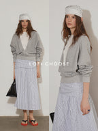Lofi_choose_Cotton_Blend_V-neck_Loose_Fit_Longsleeve_Commuter_Womens_Heather_Gray_Sweatshirt_MISSTT