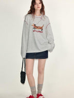 fano Lyocell Stretch Loose Korean Commuter Round Neck Printed Long Sleeve T-Shirts