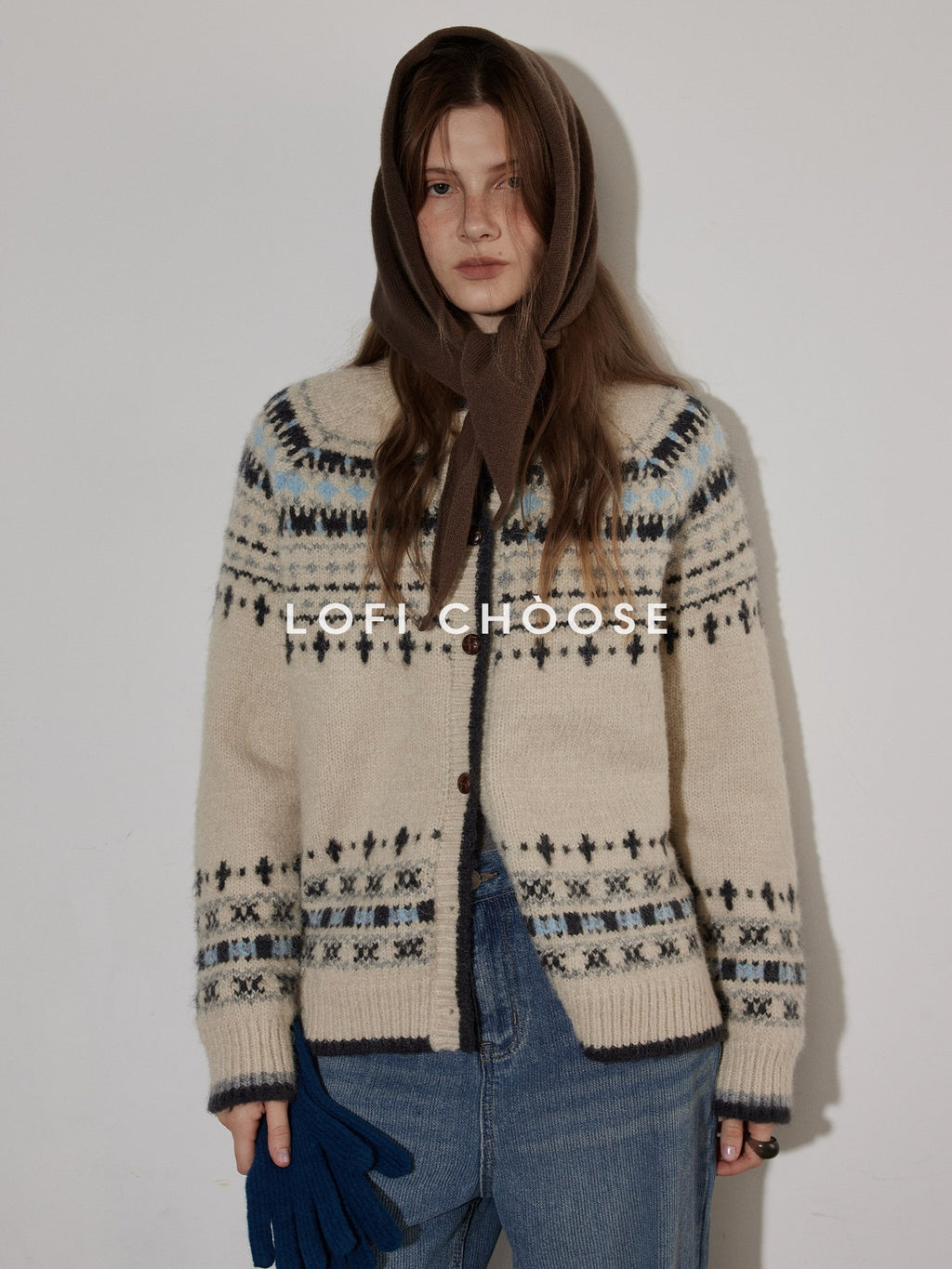 Lofi choose Soft Stretch Button Front Slouchy Loose Fit Round Neck Women Beige Cardigans