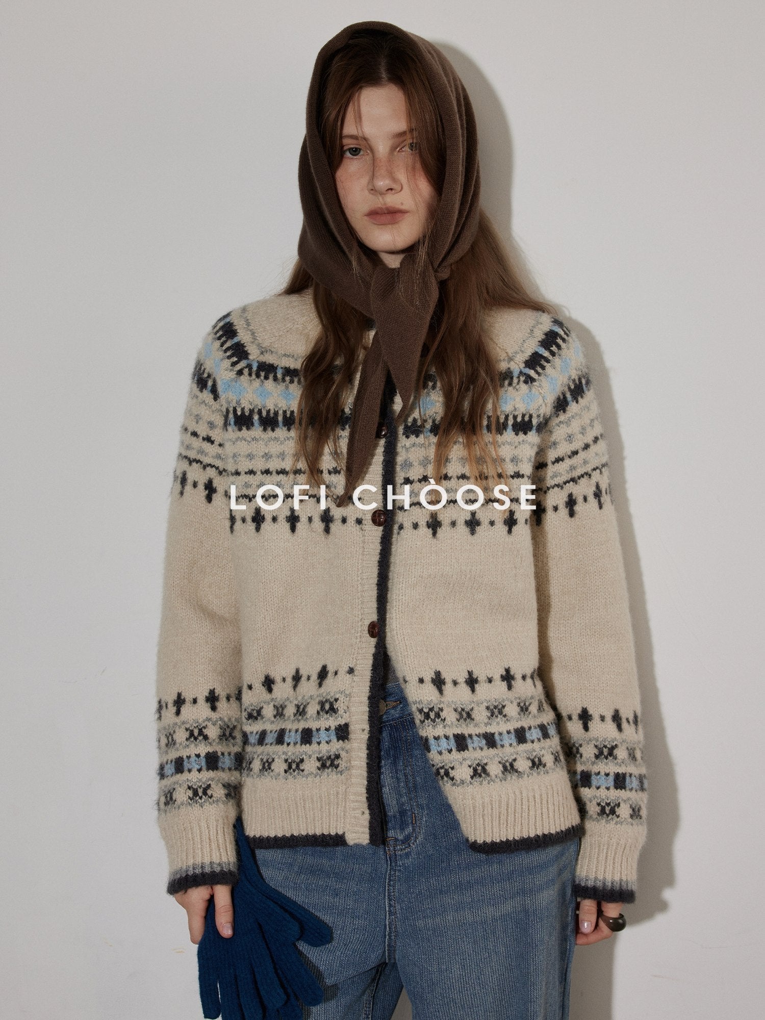 Lofi choose Soft Stretch Button Front Slouchy Loose Fit Round Neck Women Beige Cardigans
