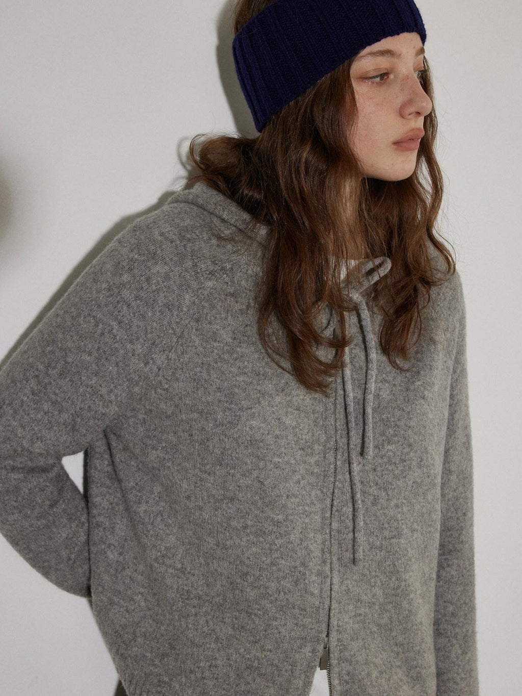 Lofi choose Soft Acrylic Wool Blend Oversized Zip Hooded Women Heather Gray Hoodie