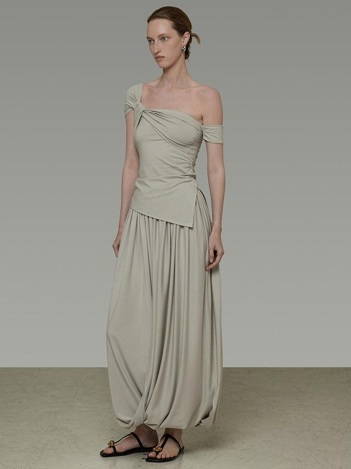 unspoken Minimalist Viscose Short Sleeve Two Piece Women Sage Green Top & Skirt Sets