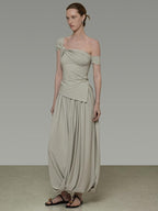unspoken Minimalist Viscose Short Sleeve Two Piece Women Sage Green Top & Skirt Sets