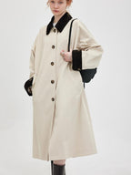 fano Single Breasted Stand Collar Relaxed Fit Women Polyester Lined Trench Coats