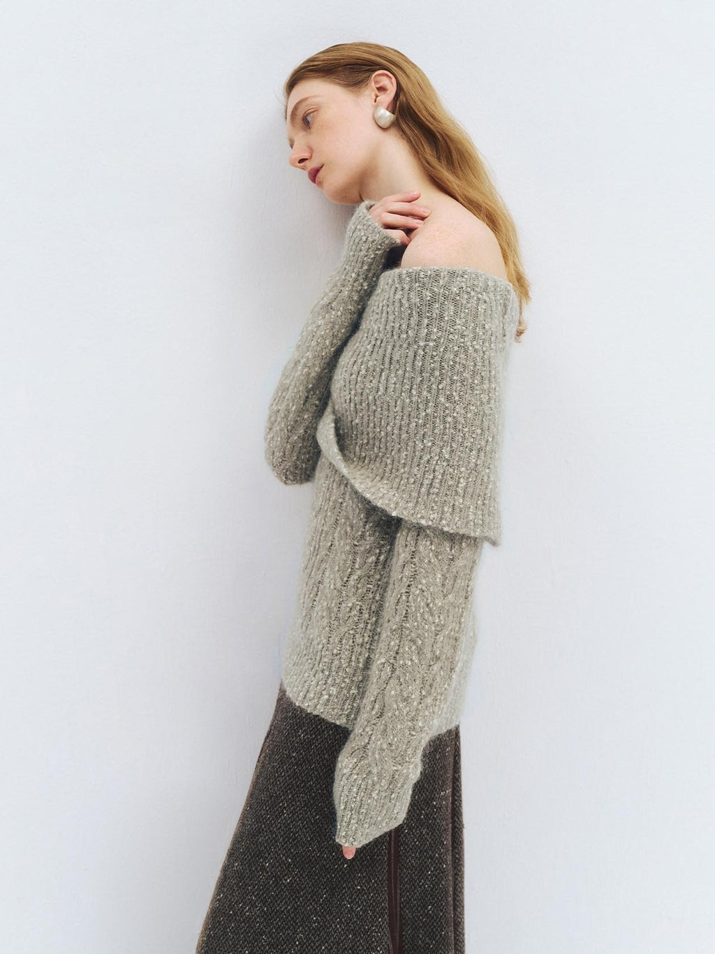 someone sometimes Wool Mohair Blend Oversized Casual Knit Pullover Women Dark Mist Green Sweaters