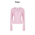fano_Soft_Bubblegum_Pink_Slim_Korean_V-neck_Long_Sleeve_Women_Acrylic_Sweaters_MISSTT