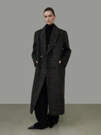 unspoken Warm Thick Double Breasted Long Loose Fit Minimalist Office Charcoal Wool Coats