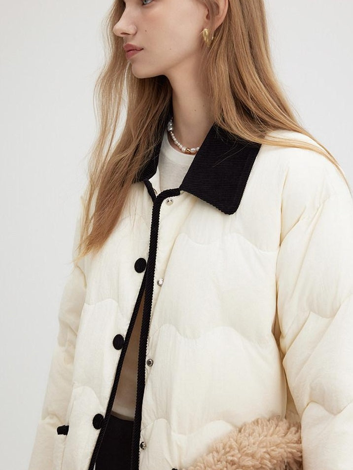 fano 90 Percent White Duck Down Minimal Commuter Straight Colorblock Down Jackets