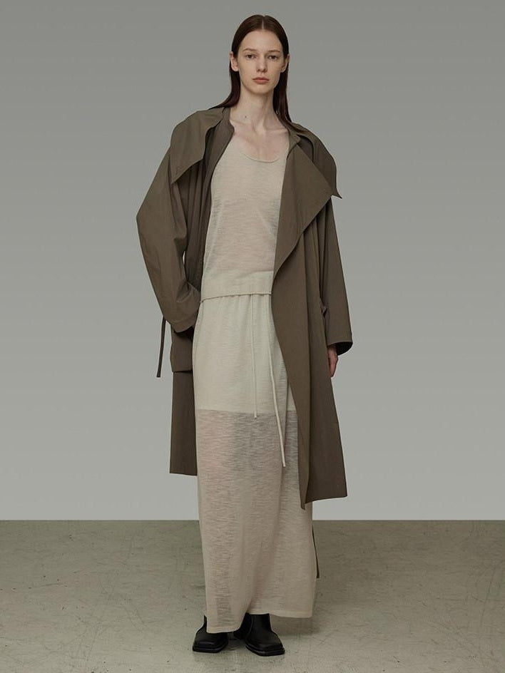 unspoken Viscose Blend Loose Fit Single Breasted Minimalist For Women Brown Long Coats