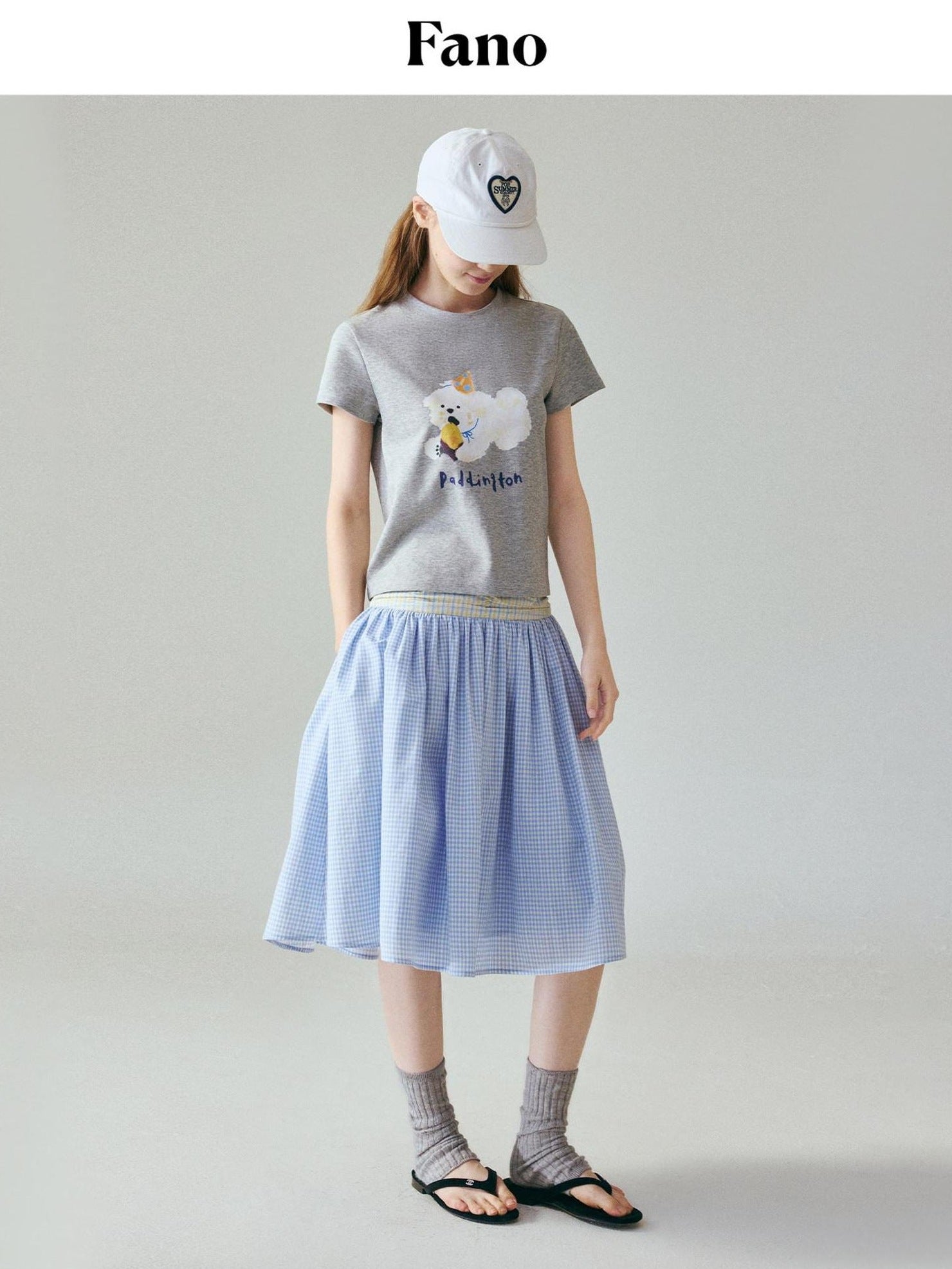 fano Creative Printed Slim Korean Short Sleeve Heather Gray Cotton Basic Crop Tops