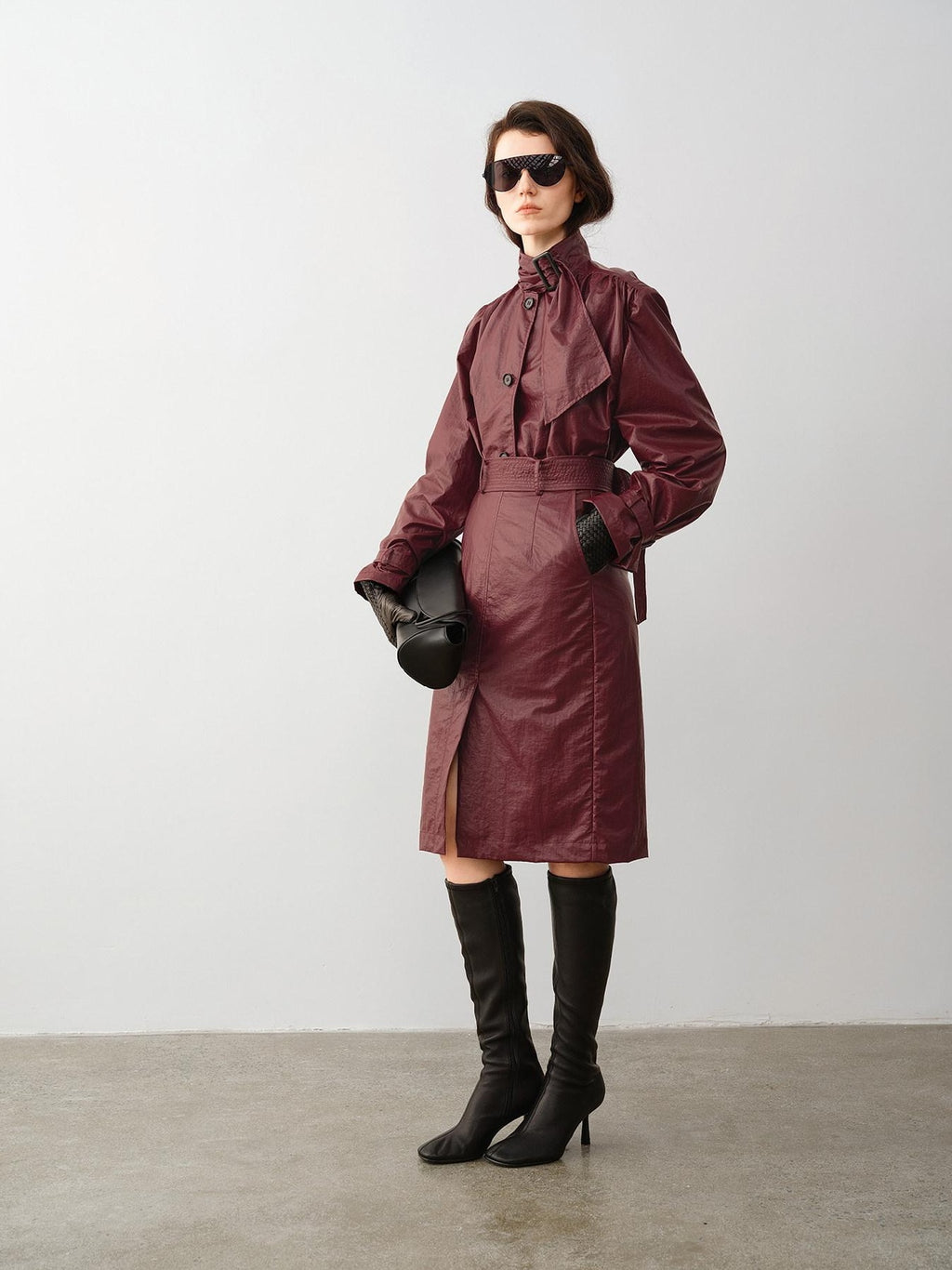 audreyyang Slimming Loose Cuffed Sleeves Button Women Mustard Green Leather Jackets