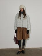 Lofi choose 90% White Duck Down Commuter Loose Fit Hoodless Zip Light Blue Down Jackets