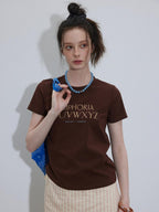 Lofi choose Printed Crew Neck Loose Fit Commuter Women Light Blue Short Sleeve T-Shirts