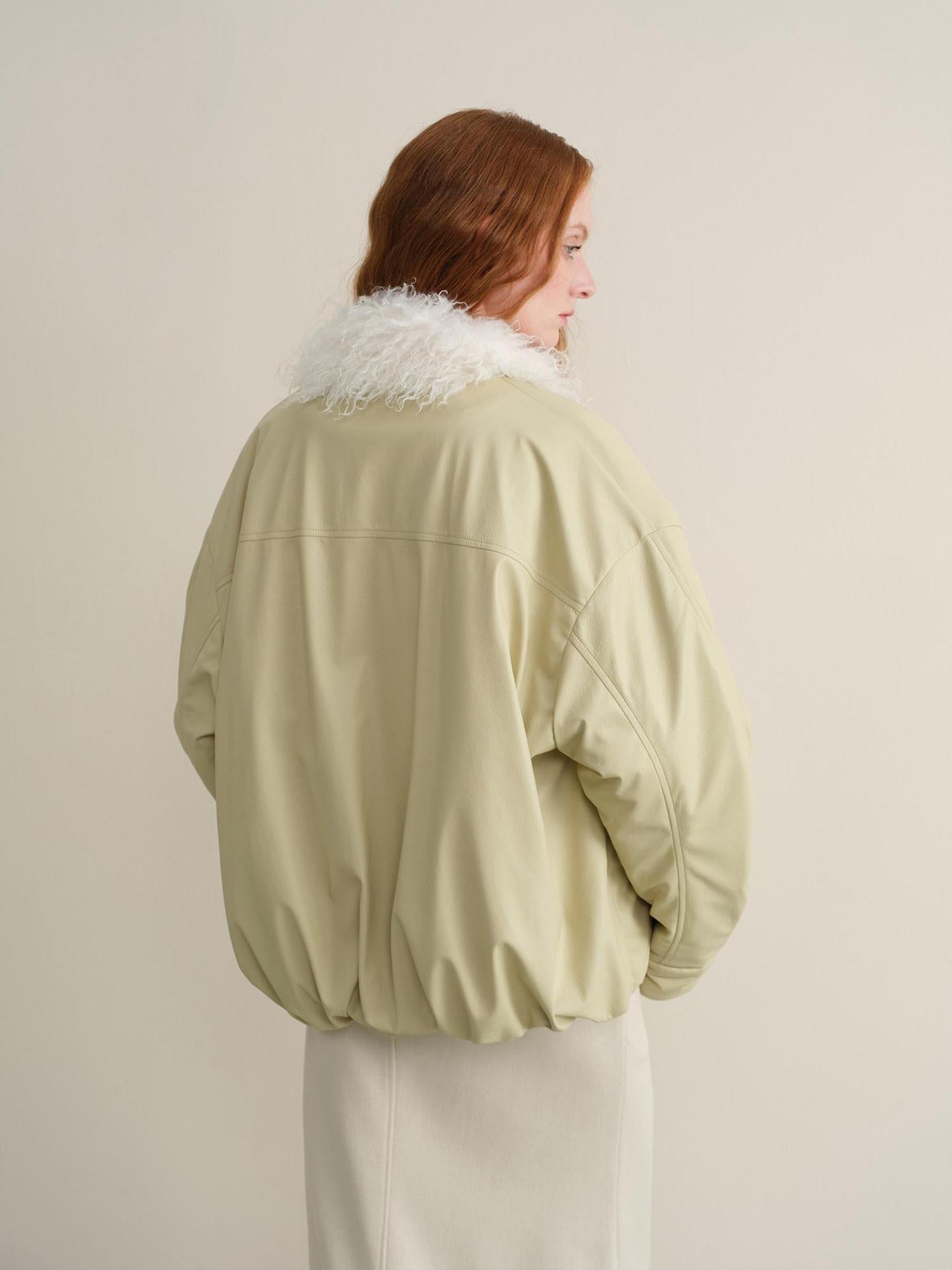 someone sometimes Vintage Oversized Patchwork Pu Lapel Women Reed Yellow Leather Jackets