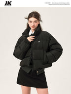 ikyou 90 Percent White Duck Down Memory Fabric Minimalist Straight Short Down Jackets
