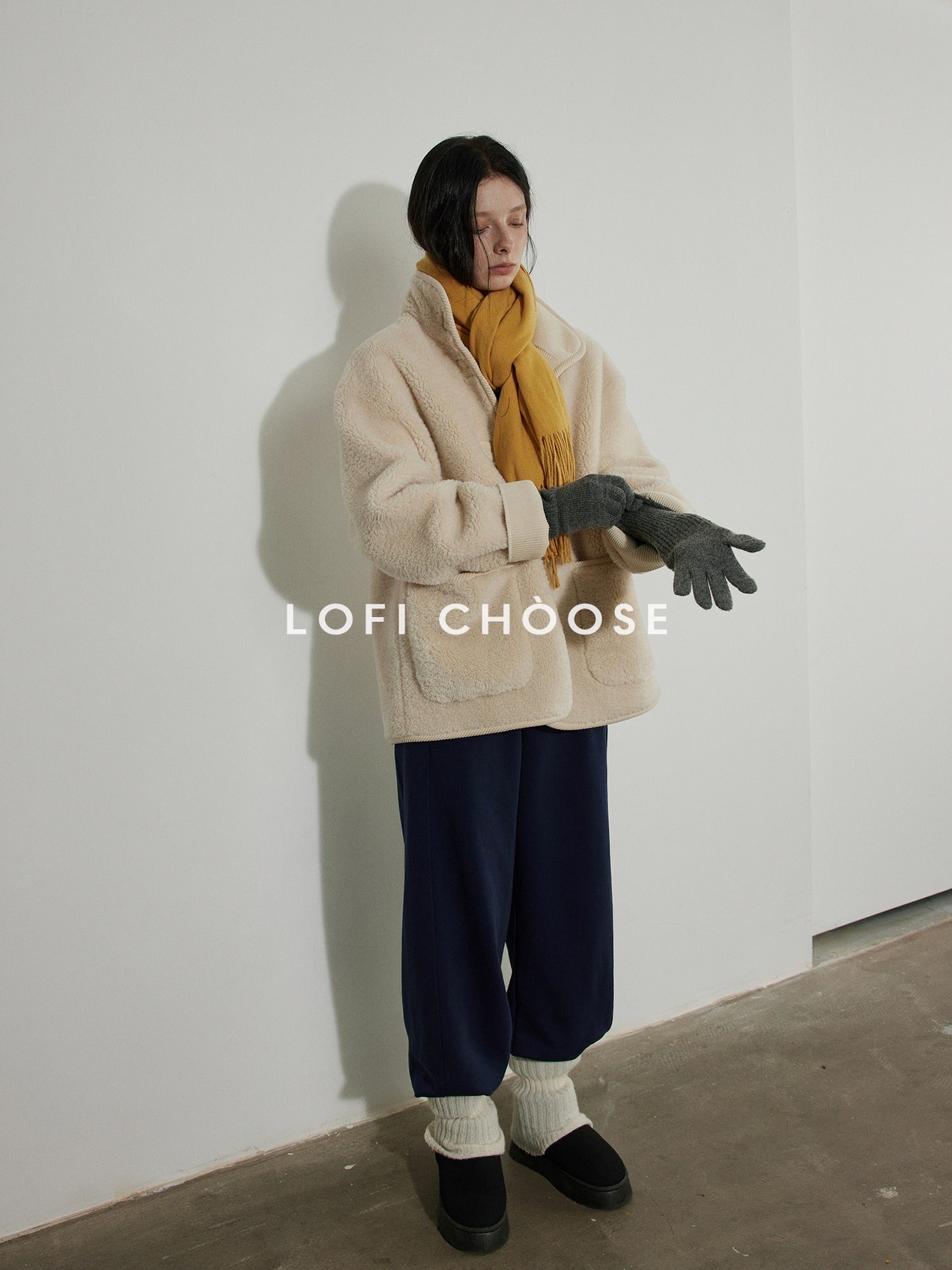 Lofi choose High Waist Casual Loose Straight Leg Women Navy Wide Leg Pants