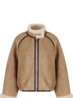 fano Comfortable Colorblock Stand Collar Zip Loose Fit Youth Camel Cropped Jackets