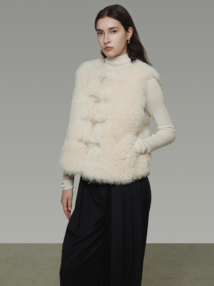 unspoken Wool Fleece Lined Single Button V-neck Tailored Workwear Beige Cropped Jackets