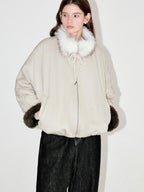fano Cozy Insulated Korean Commuter Loose Fit Stand Collar Beige Grey Puffer Jackets