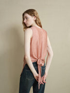 someonesometimes Ribbed Patchwork Zip Front Commuter Strappy Loose Fit Women Tank Tops