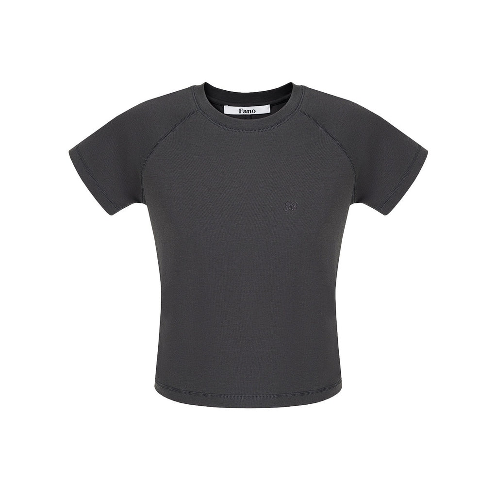 fano_Soft_Cotton_Stretch_Korean_Slim_Fit_Short_Sleeve_Deep_Gray_Basic_Crop_Tops_MISSTT