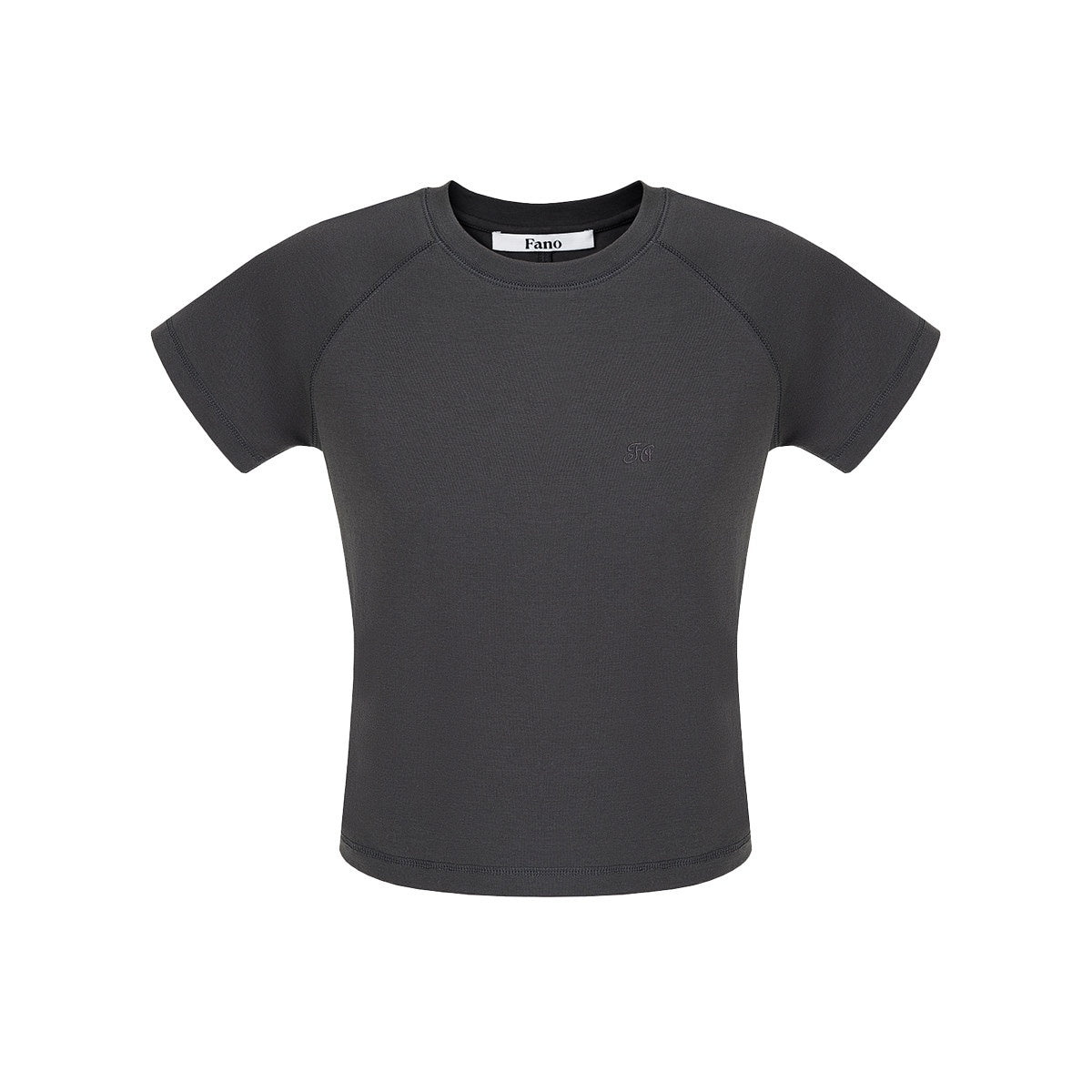 fano_Soft_Cotton_Stretch_Korean_Slim_Fit_Short_Sleeve_Deep_Gray_Basic_Crop_Tops_MISSTT