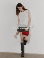 Lofi choose Breathable Pure Cotton Embroidered Loose Fit Commuter Women White Tank Tops