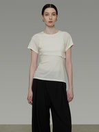 unspoken Soft Acrylic Slim Fit Crew Neck Minimal Office Women White Short Sleeve T-Shirts