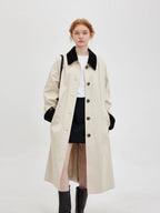 fano Single Breasted Stand Collar Relaxed Fit Women Polyester Lined Trench Coats